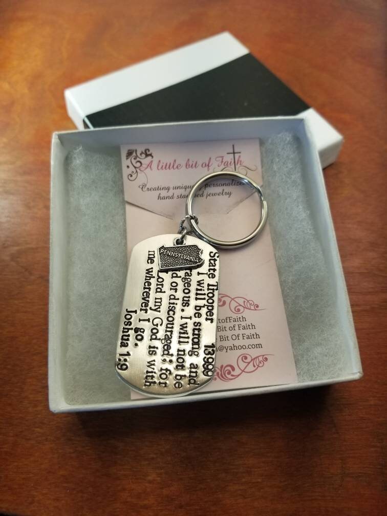 Penn State Rope Key Chain Pennsylvania State Trooper Joshua 1:9 Key Chain, Sheriff Gift, Hand ...