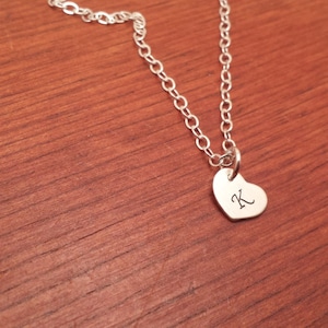 Initial necklace, Heart necklace, Initial heart, Birthday gift, monogram, Hand stamped personalized sterling silver heart, dainty necklace