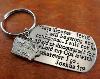 Iowa State Trooper Joshua 1:9 Key Chain