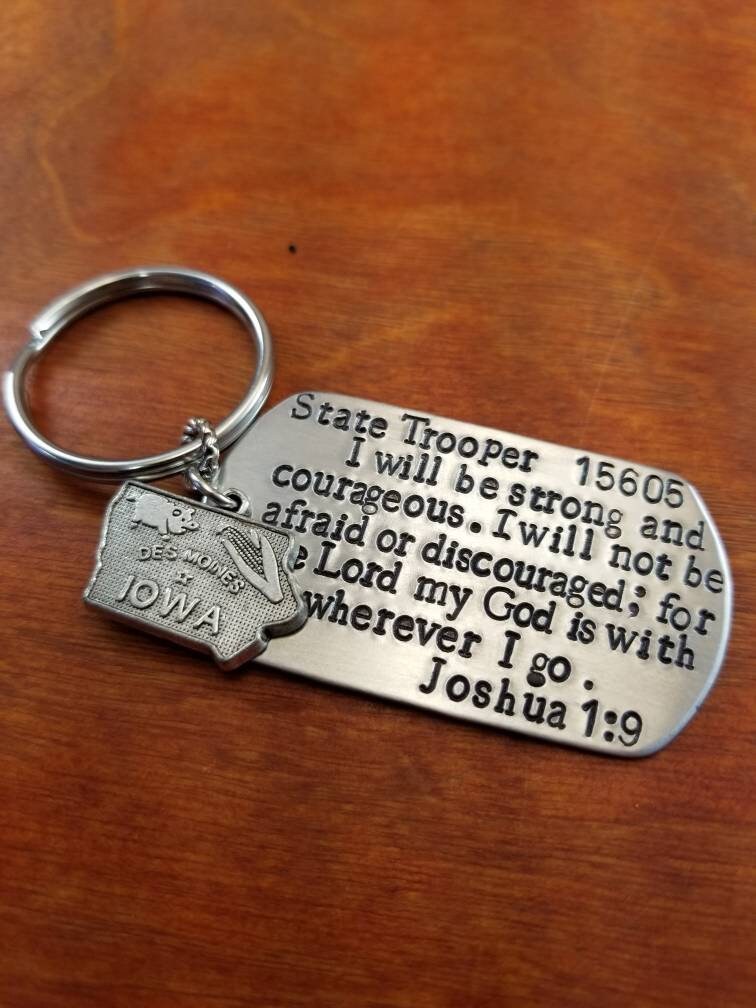 Iowa Keychain Iowa State Trooper Joshua 1:9 Key Chain - Etsy