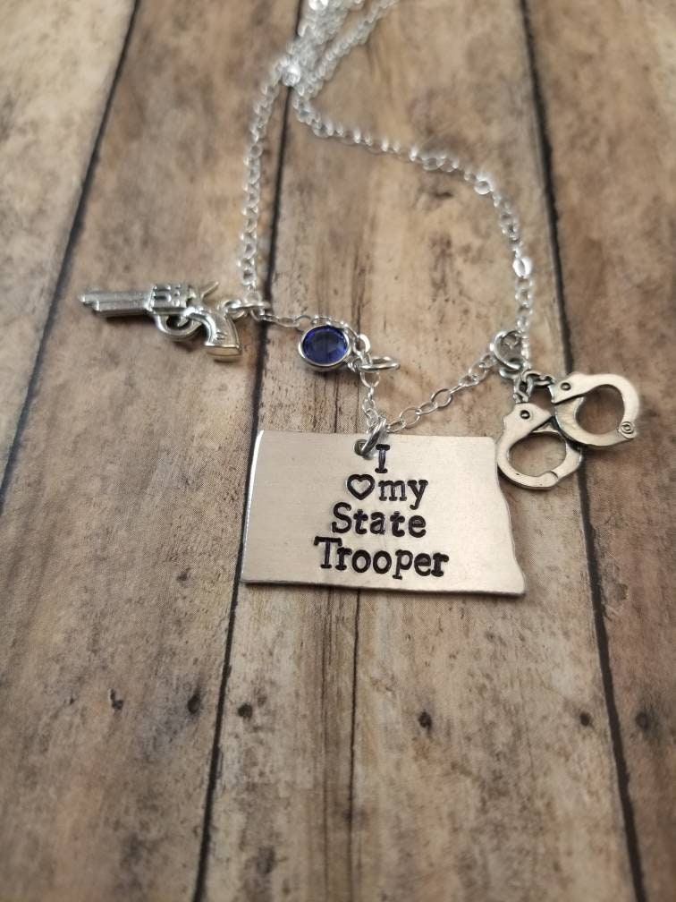 North Dakota State Trooper Wife Necklace, Law Enforcement