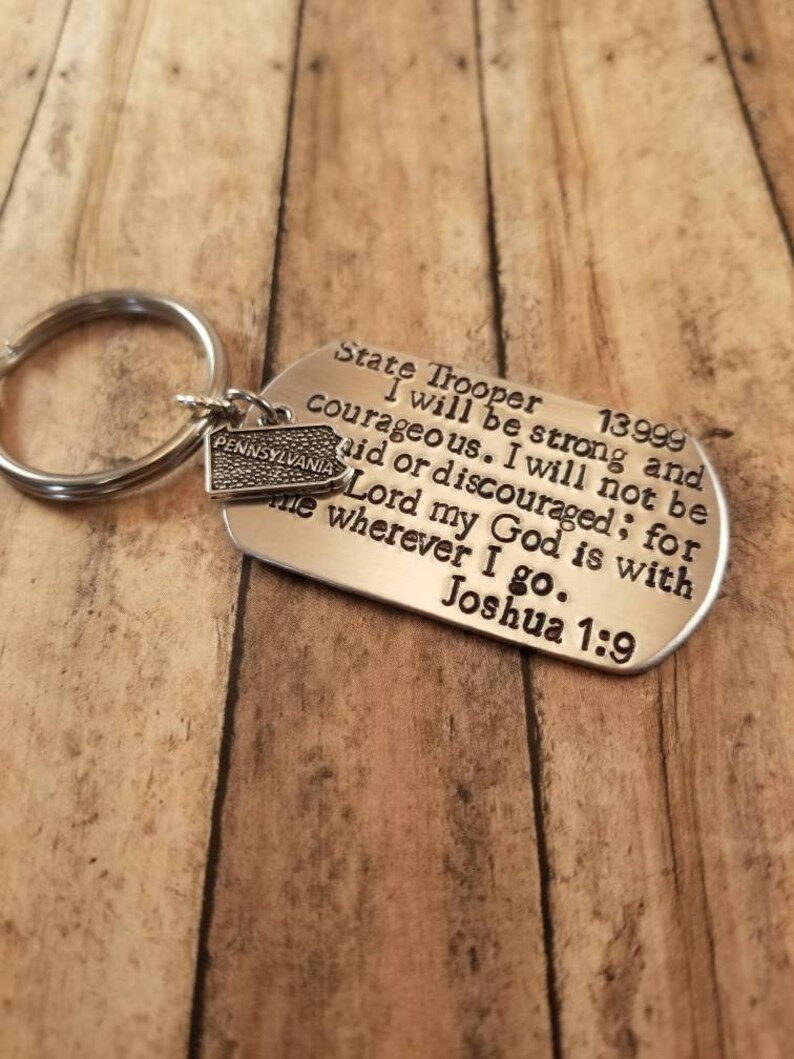 Penn State Rope Key Chain Pennsylvania State Trooper Joshua 1:9 Key Chain, Sheriff Gift, Hand ...