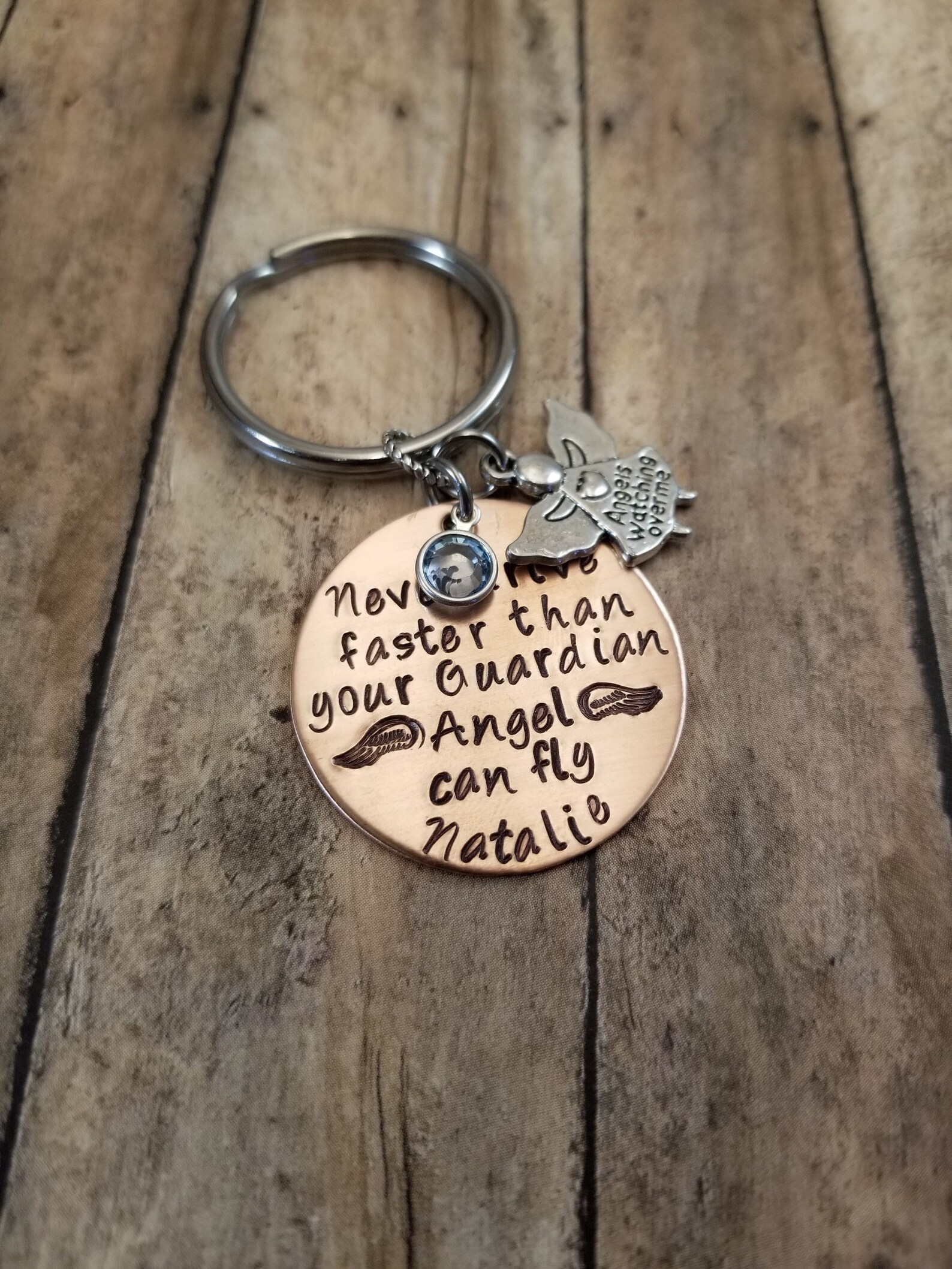 Guardian Angel New Driver Key Chain Personalized Hand Stamped Etsy