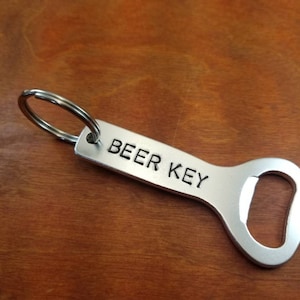Gift for Dad Aluminum bottle opener key chain, BEER KEY, soda opener, guys gift, beer opener, father&#39;s day gift, Hand stamped