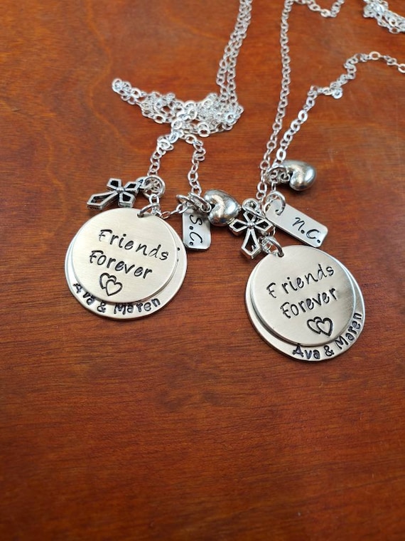 Hand Stamped-personalized-friends Forever-necklace Set-best