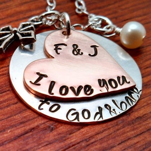 Hand stamped Personalized I love you to God & back necklace, Wedding, Anniversary, heart, initials, True Love, Religious, Christian gift