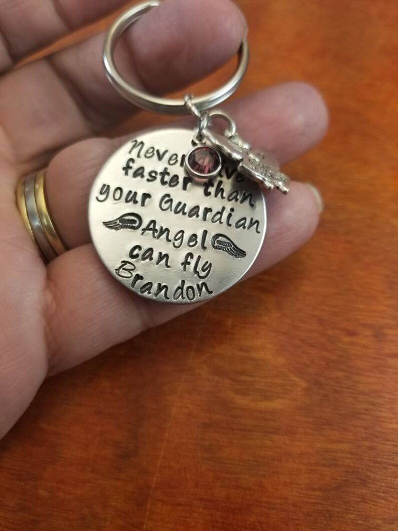 Guardian Angel New Driver Key Chain Personalized Hand Stamped Etsy