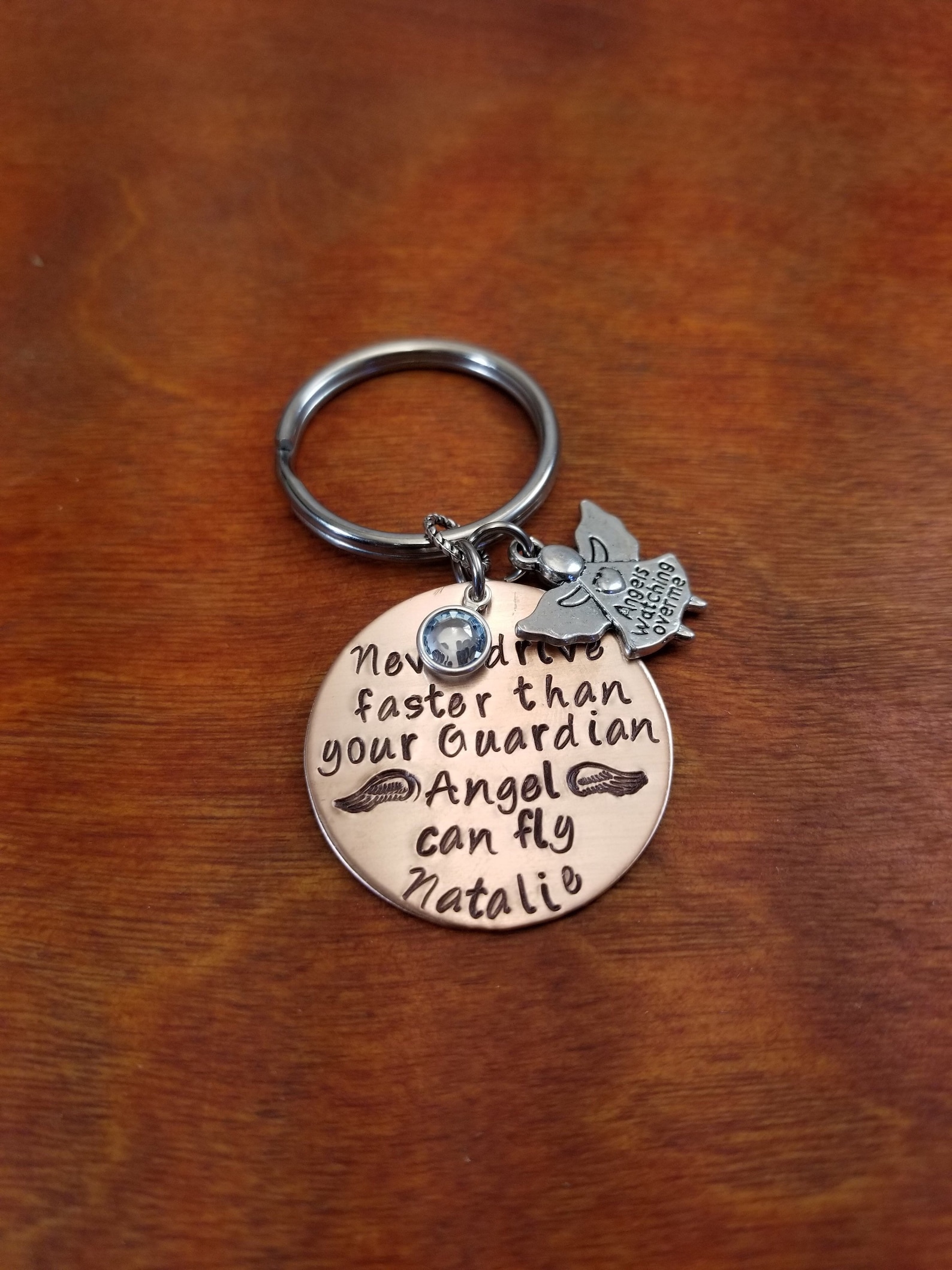 Guardian Angel New Driver Key Chain Personalized Hand Stamped Etsy