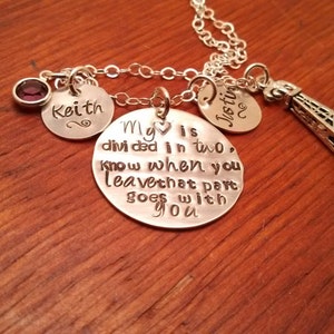 Oilfield wife necklace, on the rig, hitch life jewelry, derrick oil rig, oil field, Personalized Hand stamped sterling silver when you leave