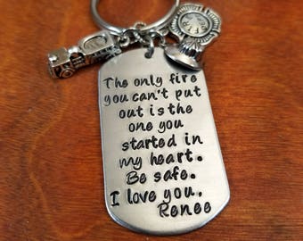 Personalized Firefighter Keep him safe key chain