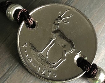 Middle East gift, UAE, Adjustable Bracelet, Coin, United Arab Emirates, Gazalle, Antelope, 25 Fils