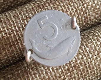 Vintage Italian Dolphin Coin Ring  - qty 1