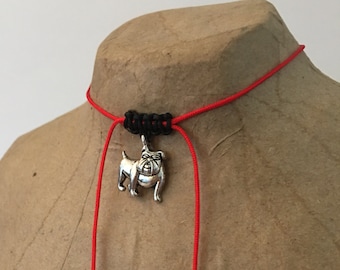 Dainty choker / Georiga Bulldogs /adjustable /black and red/ necklaces