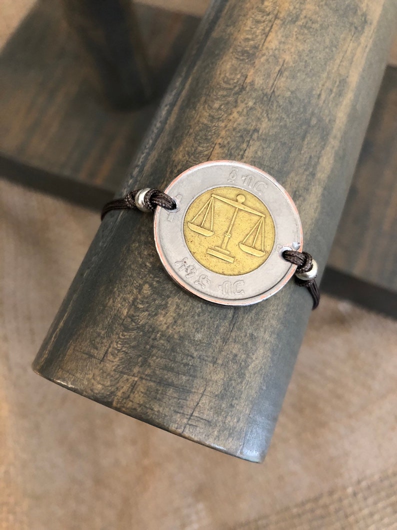 LIBRA / LEO Coin/ Libra Scales/ Lion / Adjustable Cording