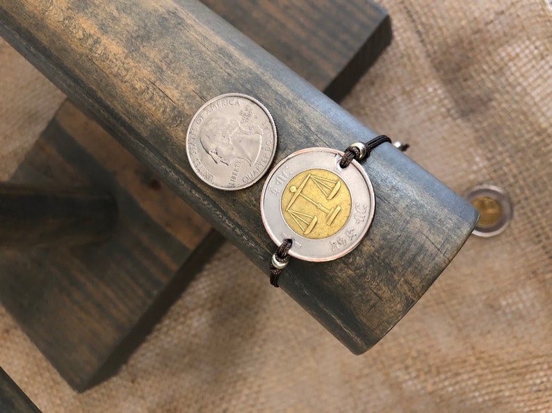 LIBRA / LEO Coin/ Libra Scales/ Lion / Adjustable Cording