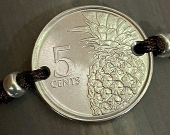 Pineapple Jewelry, Pineapple Bracelet, Bahamas Coin,  Adjustable Bracelet, Reversible bracelet,  pineapple bracelet, nautical