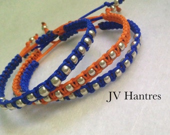 UF/Gators Stackable Orange and Blue Beaded Macrame Bracelet - u choose qty