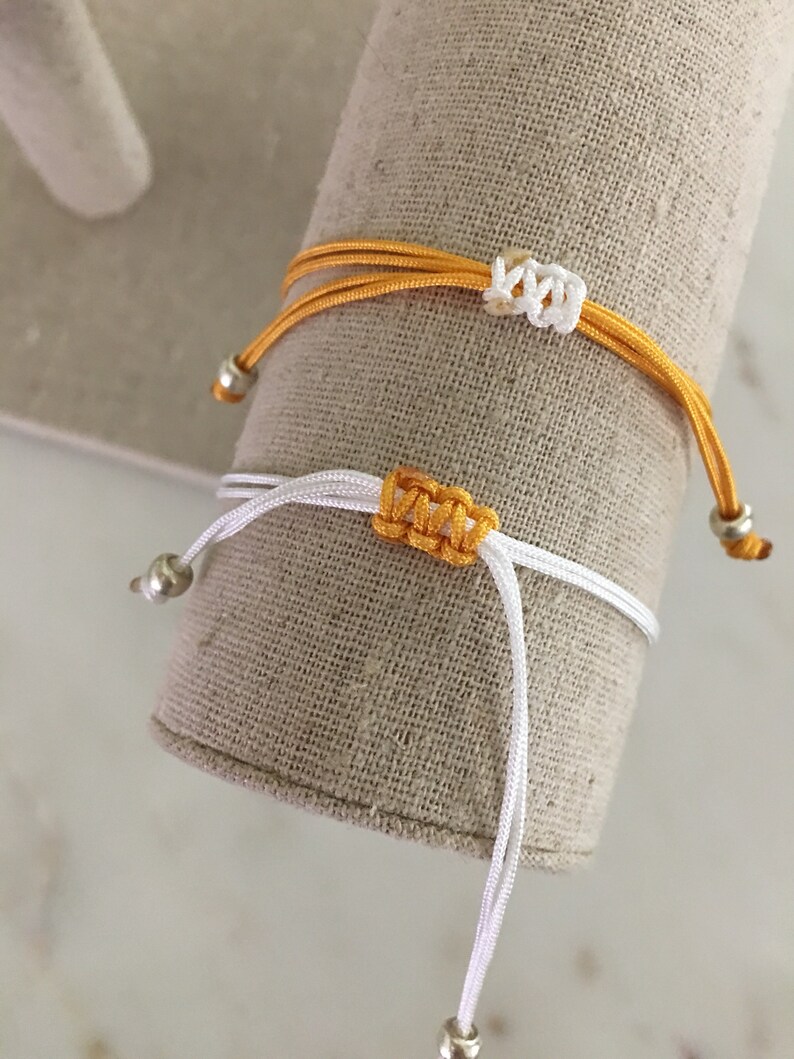 Texas Longhorns Hook em Orange and white Dainty Adjustable Cording Bracelet