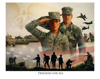 Poster Military Art Army Navy Air Force Marines Coast Guard Angel Veteran PTSD