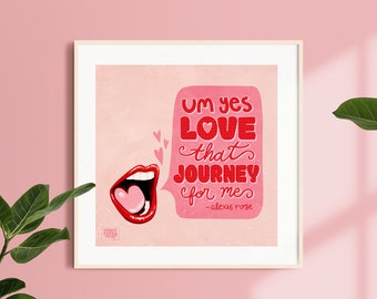 Love that Journey Wall Art, Galentine's Day, Heart Print, Positive Self Love, Inspirational Decor, 8 x 8 in