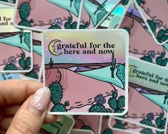 Grateful Holographic Moon Sticker