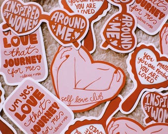 Galentine's Day Sticker Pack, Love Stickers, Heart shaped sticker, Women empowerment stickers, Stationery stickers