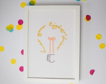 Let your light shine art neon writing bible verse typography A4 print