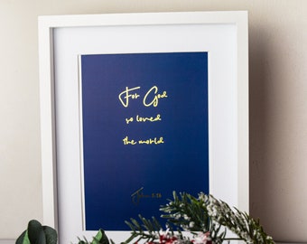 John 3:16 Foil Art Print - Limited Edition Christmas Decor