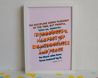 Hebrews 12:11 Scripture Print, Christian Wall Art