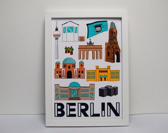 Berlin Landmarks Art Print – Hand-Drawn City Architecture