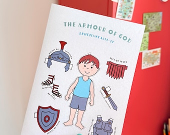 Armour of God Paper Doll Boy | Christian Children's Greeting Card | Bible Activity | Ephesians 6