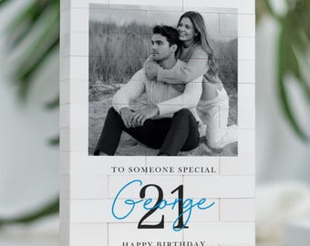 Personalised 21st Birthday Gift For Him, Custom Photo Building Block for Son, Coming Of Age Keepsake