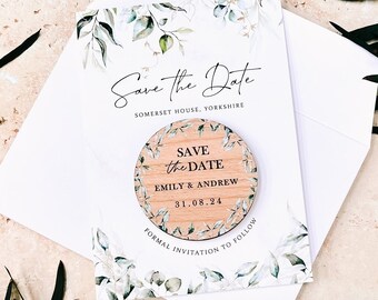 Save the Dates Magnet with Cards | Greenery Save the Date Wedding Magnets | Botanical Save the Date or Evening Invitation | Rustic Invites