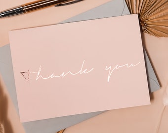 ROSE GOLD FOIL Thank you Cards, Wedding Note Cards Multi Pack, Calligraphy Thank You Note, Bridesmaids Bridal Shower,Wedding Thank You Card