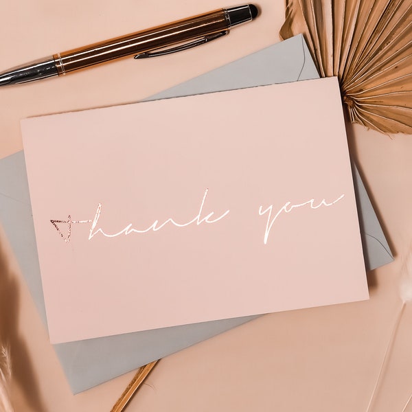 ROSE GOLD FOIL Thank you Cards, Wedding Note Cards Multi Pack, Calligraphy Thank You Note, Bridesmaids Bridal Shower,Wedding Thank You Card