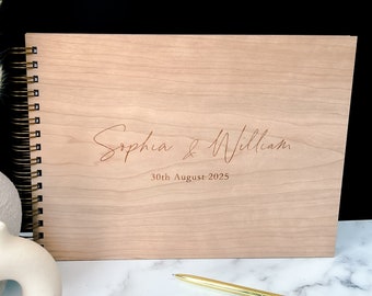Minimalistic Wedding Guest Book Alternative | Rustic Wooden Personalised Guestbook, Wedding Planner, Photo Album , Wedding Table Decor