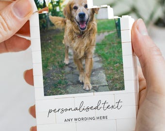 Personalised Dog Photo Gift, Custom Pet Photo Keepsake Building Block, Dog Mum Birthday Present, Pet Memorial Gift, Dog Lover Photo Frame