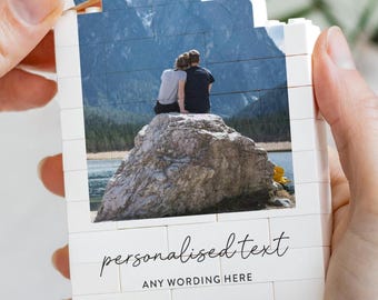 Personalised Anniversary Photo Gift, Couple Adventure Keepsake, Custom Text Photo Memory Block, Travel Memory Gift For Couple, Wedding Gift