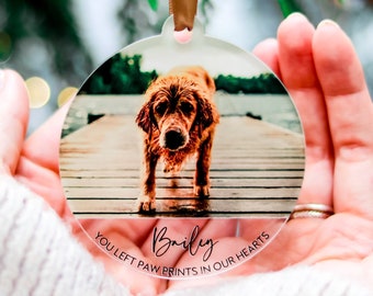 Christmas Dog Memorial Ornament Gift, Photo Ornaments, Dog Lovers Memorial Gift, Custom Pet Memorial Ornament, Personalised Pet Portrait