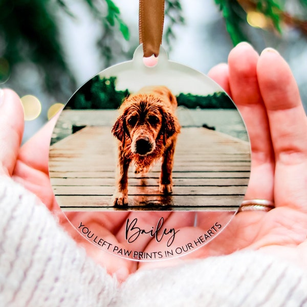 Christmas Dog Memorial Ornament Gift, Photo Ornaments, Dog Lovers Memorial Gift, Custom Pet Memorial Ornament, Personalised Pet Portrait