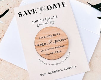 Save the Dates Magnet with Cards | Simple Save the Date Wedding Magnets | Modern Save out Date or Evening  Invitations | Minimalist Invites