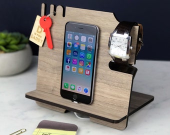 Charging Station, iPhone Stand, Husband gift, Gift for Dad, Boyfriend, Mobile phone & tablet Docking Station, Father's Day gifts, Birthday