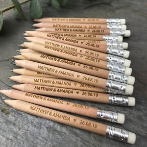 Pencil Us In Wedding Invitations Rustic Save The Date Cards, Personalised Custom Engraved Pencils Favour, Wedding Gift, Boho Wedding image 1