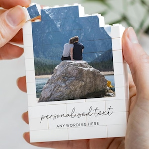 Personalised Anniversary Photo Gift, Couple Adventure Keepsake, Custom Text Photo Memory Block, Travel Memory Gift For Couple, Wedding Gift