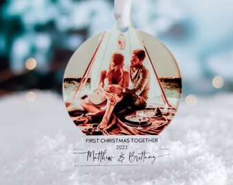 First Christmas Together Ornament, Personalised Couples Gift, Our First Christmas Decoration, Christmas Bauble 2023 Gifts for Her Boyfriend