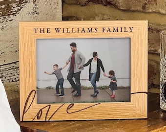 Personalised Family Photo Frame | Mothers Day Gift | Father Day Gift, Gift For New Parents, Picture Frame For Dad's Birthday, Custom Text