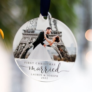 First Christmas Married Ornament, Mr And Mrs Bauble, Our First Christmas, Just Married Ornament, Wedding Couple Custom Gift, 2023 Decoration