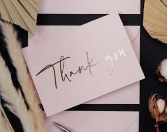 Bridesmaids Thank You Cards, Wedding Note Cards, Rose Gold Foil, Wedding Gift thank you, Calligraphy Wedding Thank You Cards Foil Cards