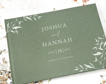 Libro degli ospiti di matrimonio in lino personalizzato. Libro degli ospiti - Album fotografico di matrimonio minimalista - Libro degli ospiti Polaroid - Idee regalo di nozze