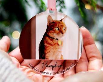 Cat Memorial Ornament, Christmas Photo Ornaments, Cat Lover Memorial Gift, Custom Pet Memorial Ornament, Personalised Tree Decorations